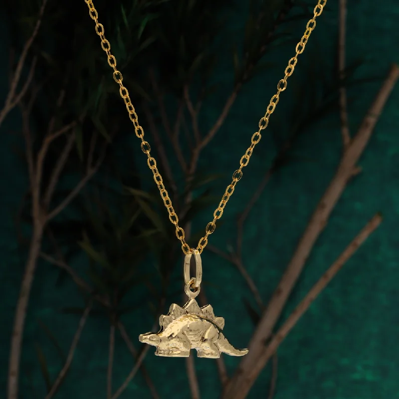 Inspirational Necklaces -Gold Necklace (Chain with Stegosaurus Dinosaur Pendant) 18KT - FKJNKL18K9181