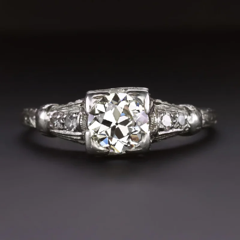 Ladies Engagement Rings with Enstatite-OLD EUROPEAN CUT DIAMOND ENGAGEMENT RING J-K VS1 VINTAGE PLATINUM CLASSIC 2/3ct