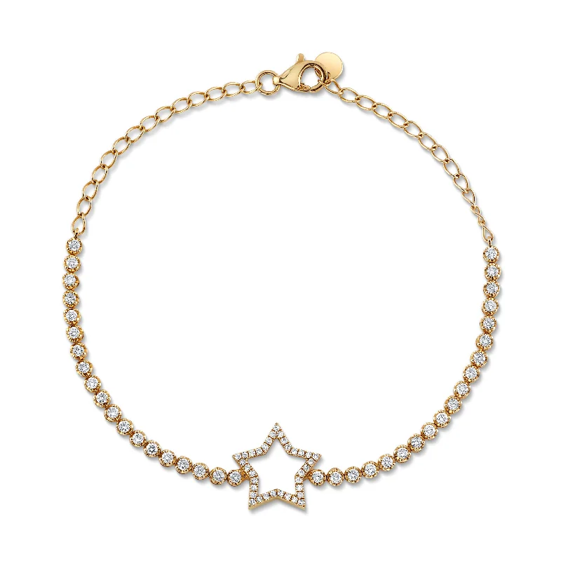 Monochrome Bracelets -Diamond Star Bezel Bracelet