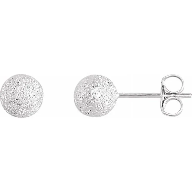 Ladies Earrings with Jeremejevite-Sterling Silver 6 mm Stardust Ball Earrings