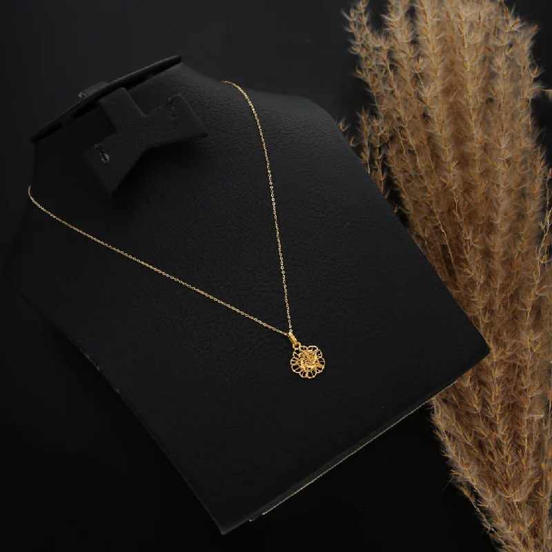 Phoenix Necklaces -Gold Necklace (Chain With Hollow Flower Shaped Pendant) 21KT - FKJNKL21KM9809