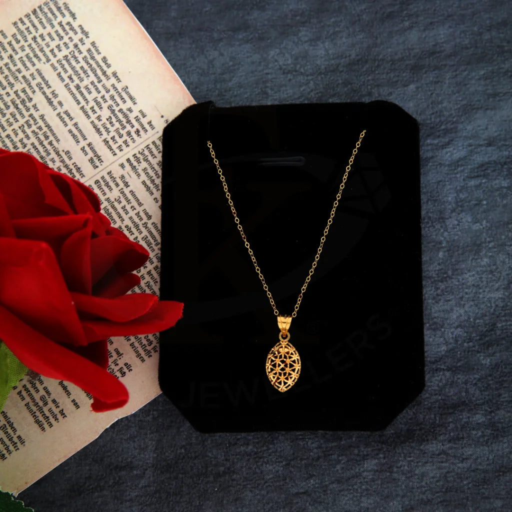 New Year Necklaces -Gold Necklace (Chain with SagaTear Drop Pendant) 21KT - FKJNKL21KM8395