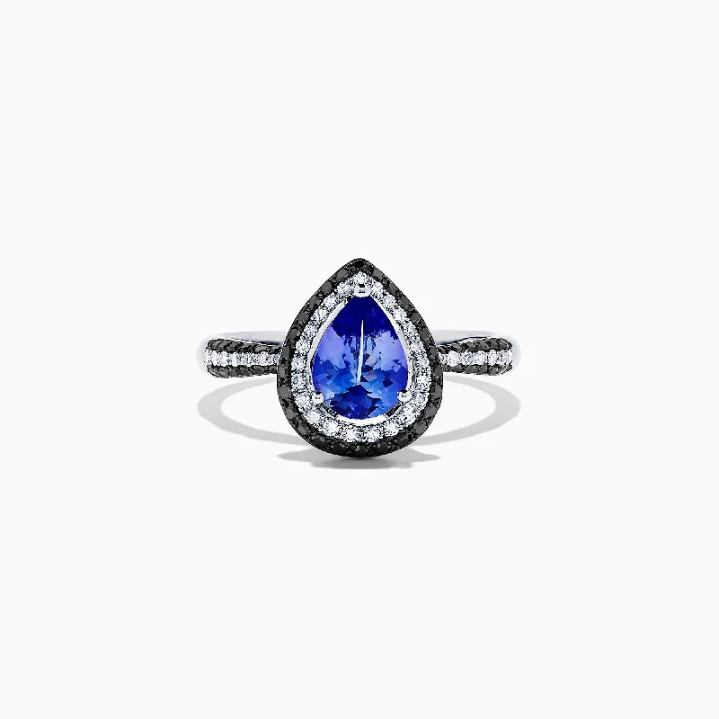 Ladies Rings with Thaumasite-Nahla Siri 14K White Gold Tanzanite and Diamond Ring, 1.43 TCW