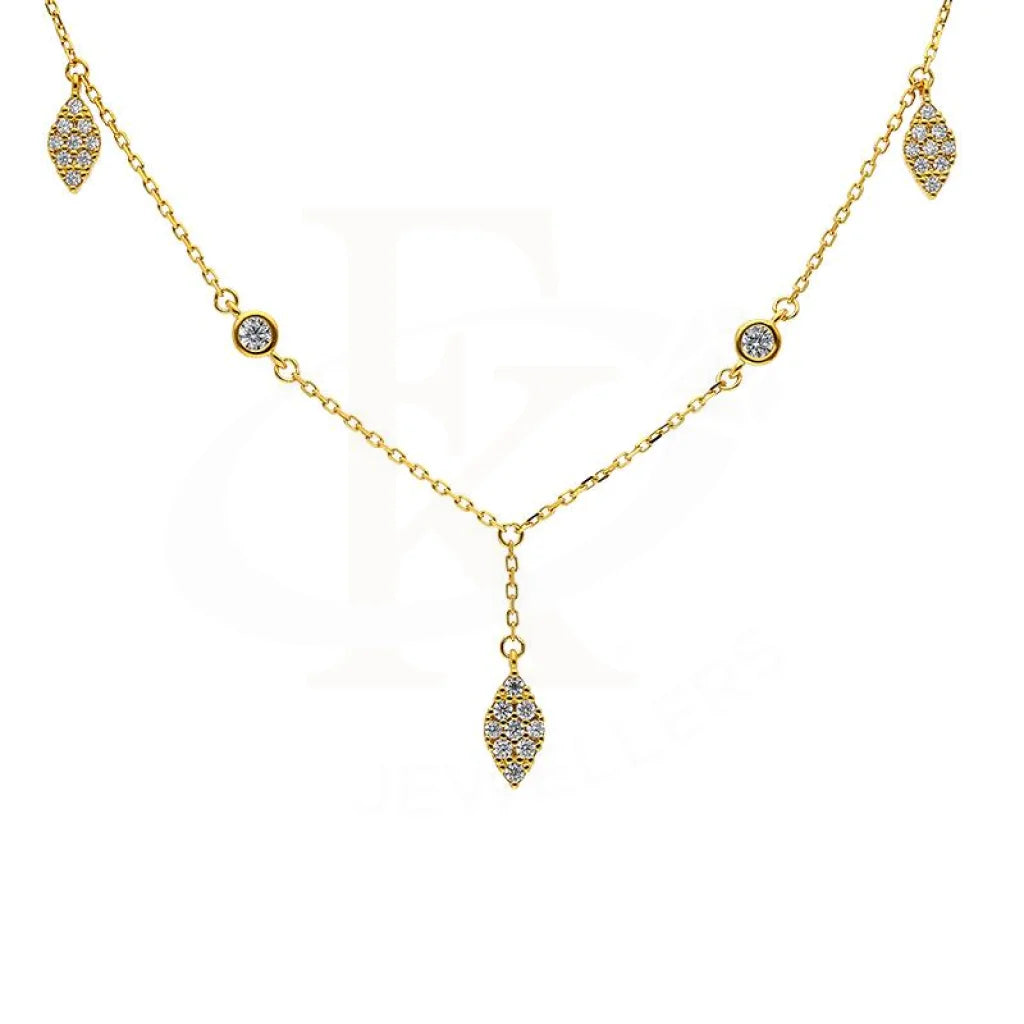 Friendship Necklaces -Sterling Silver 925 Gold Plated Marquise Shaped Necklace - FKJNKLSL2913