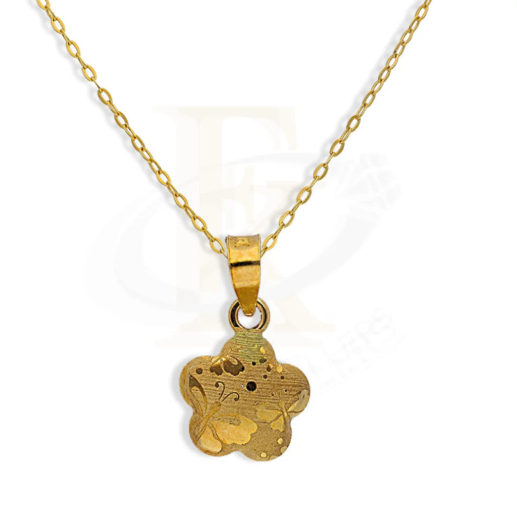 Thick Necklaces -Gold Necklace (Chain With Flower Pendant) 18KT - FKJNKL18K3121