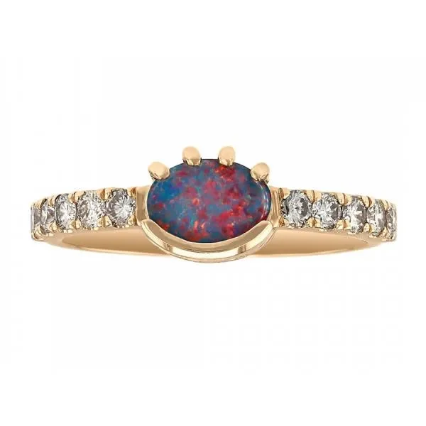 Ladies Rings Lock Design-East West Oval Opal Ring