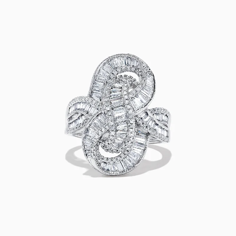 Ladies Rings with Herderite-Classique 14K White Gold Diamond Knot Ring, 1.67 TCW