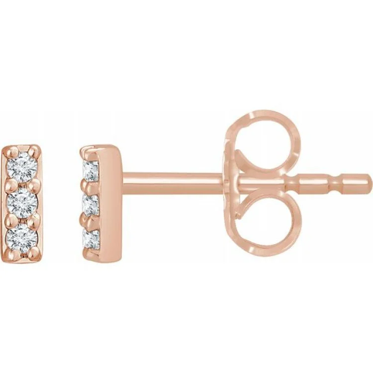 Ladies Earrings for Party-14K Rose .05 CTW Natural Diamond Bar Earrings