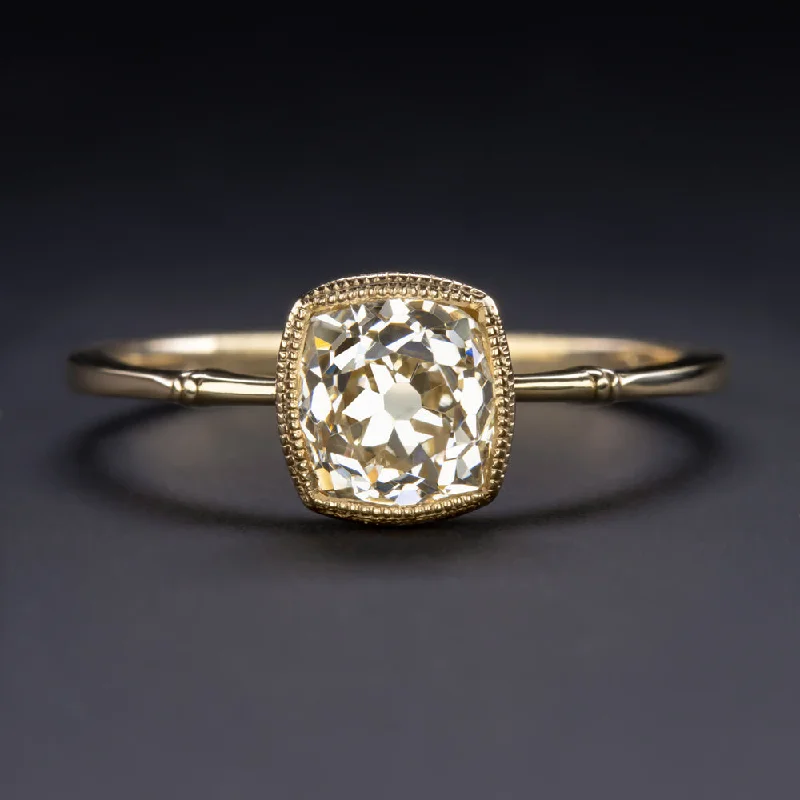 Ladies Engagement Rings Gothic Look-1.27ct L-M VS2 OLD MINE CUT DIAMOND ENGAGEMENT RING VINTAGE STYLE SOLITAIRE GOLD