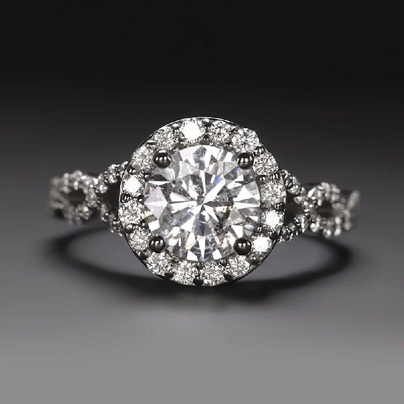 Ladies Engagement Rings Artisan Style-2.09ct NATURAL DIAMOND COCKTAIL RING VERY GOOD ROUND CUT HALO ENGAGEMENT 2ct