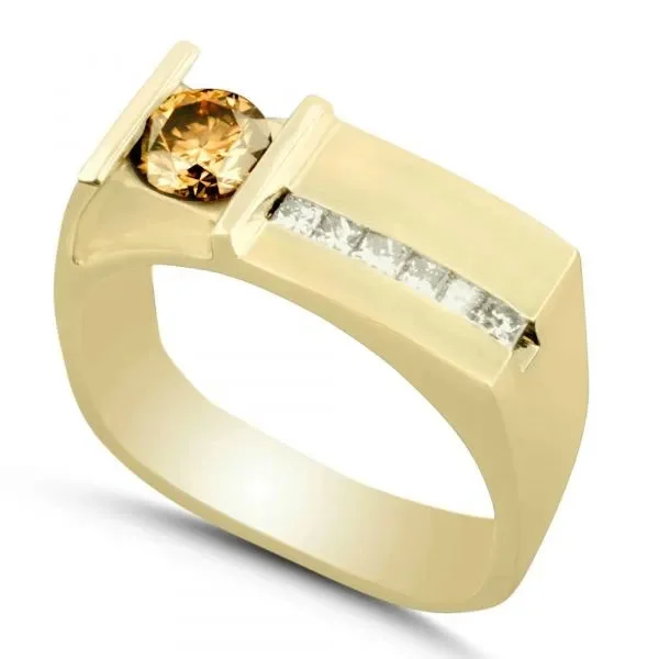 Ladies Rings for Friends-Cognac diamond and channel set princess cut diamond ring