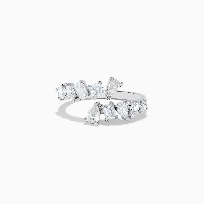 Ladies Rings with Pearls-Classique 14K White Gold Diamond Bypass Ring 1.36 TCW