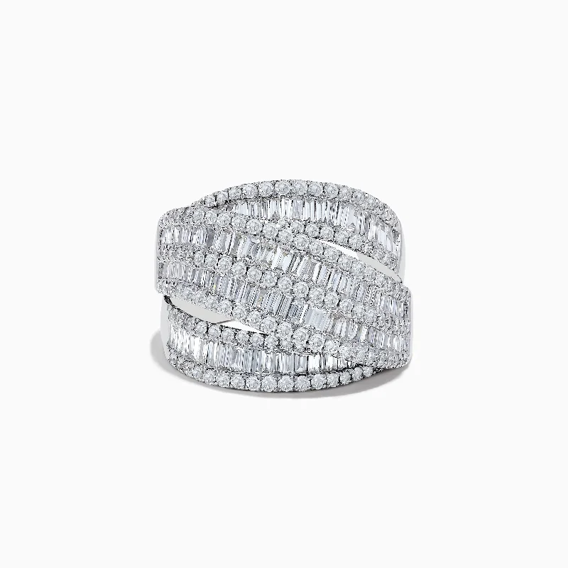 Ladies Rings for Travel-Classique 14K White Gold Diamond Crossover Ring