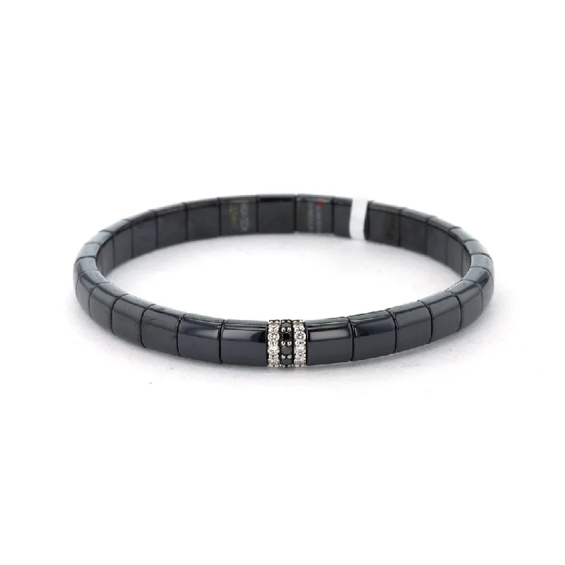 Narrow Bracelets -Diamond Stretch Ceramic Bracelet | 0.15 ctw