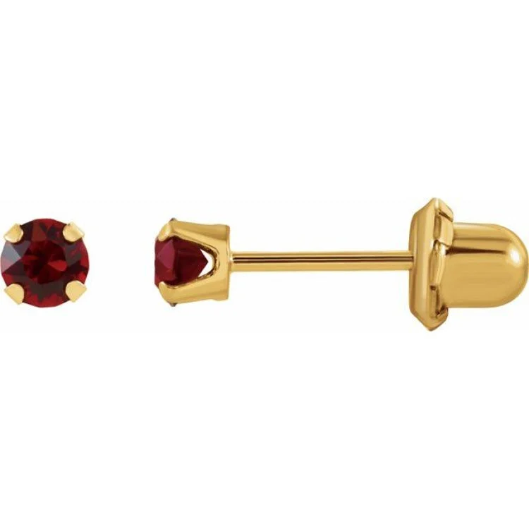 Ladies Earrings Flame Design-14K Yellow Imitation Ruby Inverness® Piercing Earrings