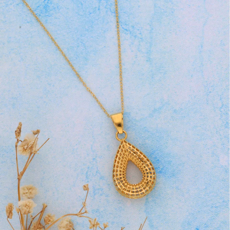 Tassel Necklaces -Gold Hallow Drop Shaped Necklace 21KT - FKJNKL21KM9327