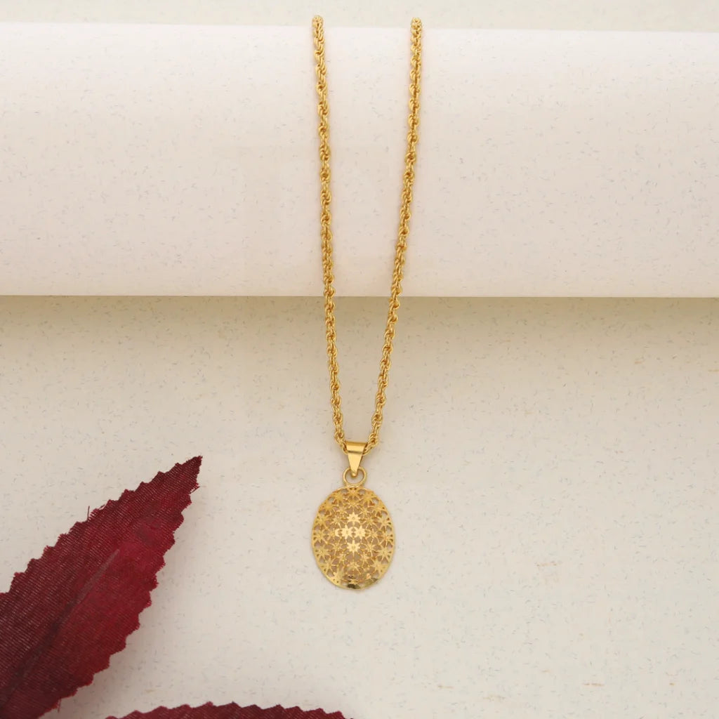 Party Necklaces -Gold Necklace (Chain With Gold Pendant) 21KT - FKJNKL21K7649