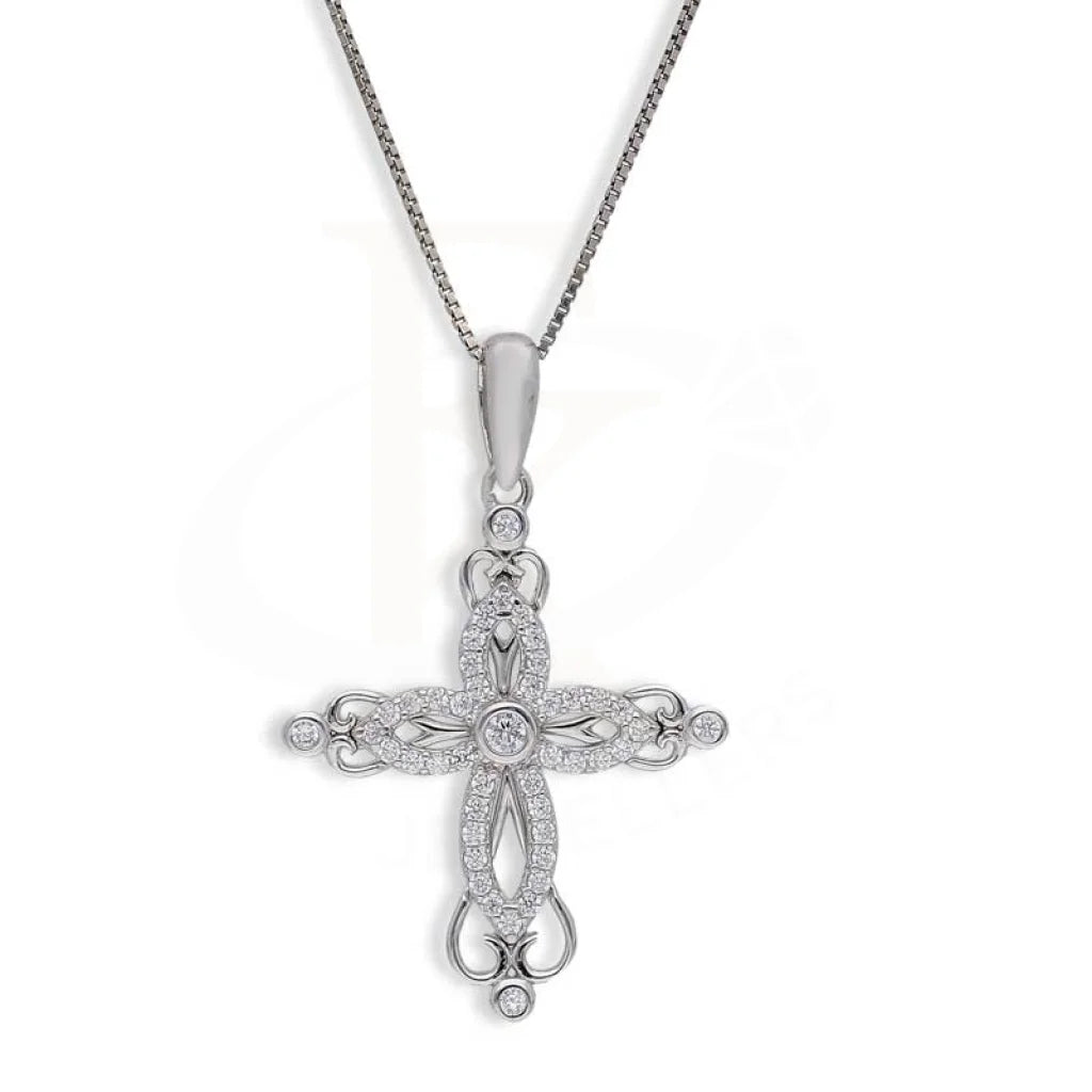 Modern Necklaces -Sterling Silver 925 Necklace (Chain with Cross Pendant) - FKJNKLSL3003