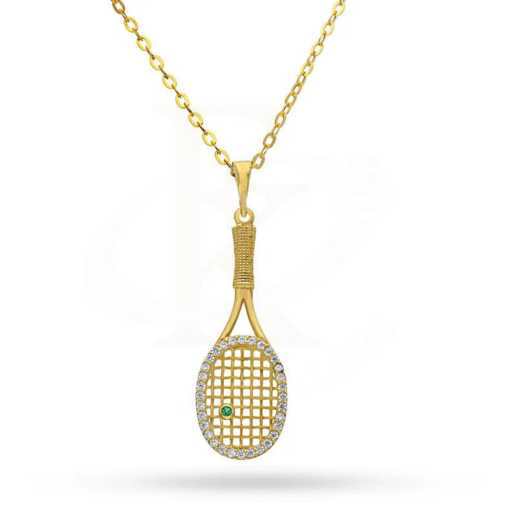 Cluster Necklaces -Gold Badminton Necklace (Chain with Pendant) 18KT - FKJNKL1503