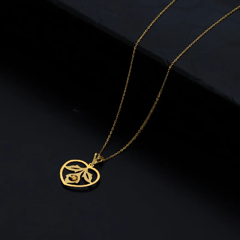 Painted Necklaces -Gold Necklace (Chain With Intricate Heart Shaped Pendant) 21KT - FKJNKL21KM9821