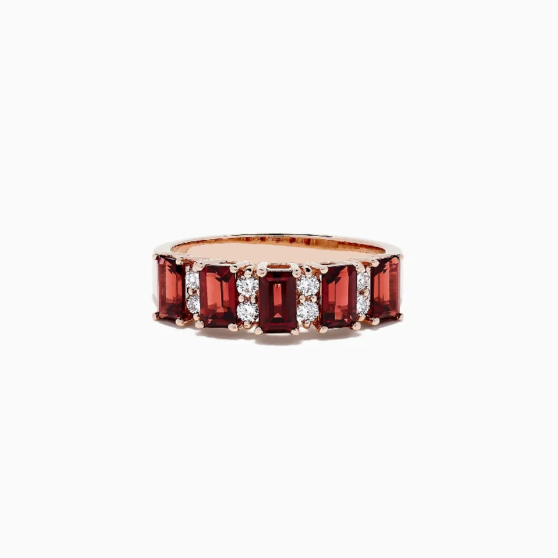 Ladies Rings Handmade Craft-14K Rose Gold Rhodolite Garnet and Diamond Ring, 2.34 TCW