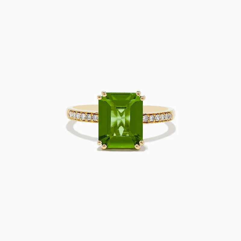 Ladies Rings with Eudialyte-14K Yellow Peridot and Diamond Ring