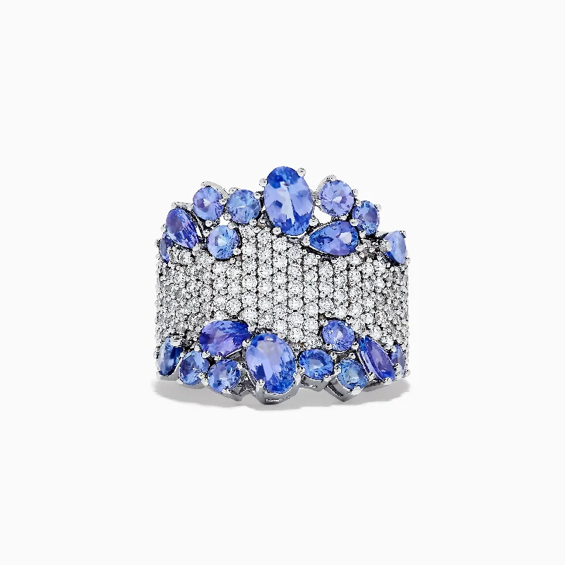 Ladies Rings with Turquoise-Nahla Siri 14K White Gold Tanzanite and Diamond Ring, 4.38 TCW