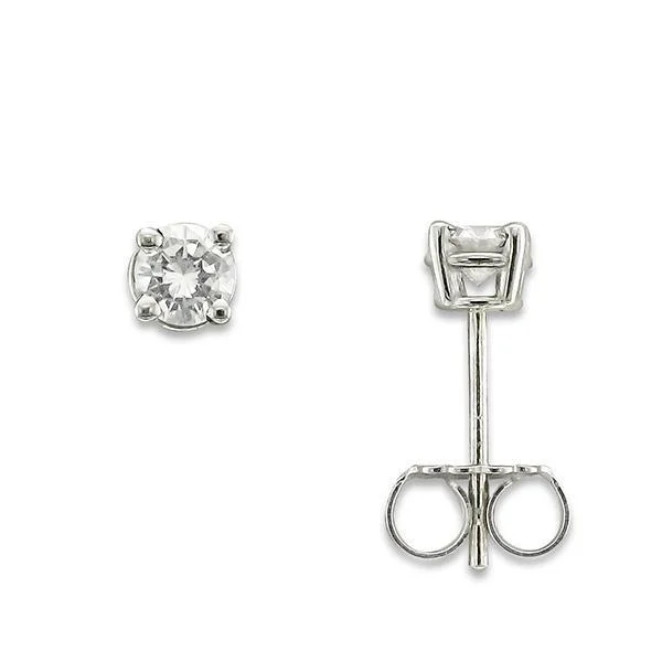 Ladies Earrings with Morganite-14KT WHITE GOLD 1/3 CTW ROUND DIAMOND EARRINGS