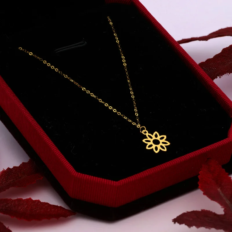 Faith Necklaces -Gold Necklace (Chain With Hollow Flower Shaped Pendant) 21KT - FKJNKL21KM9991