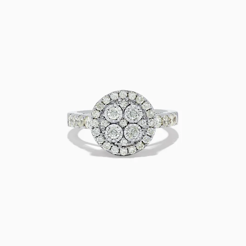 Ladies Rings Lock Design-14K White Gold Diamond Cluster Ring