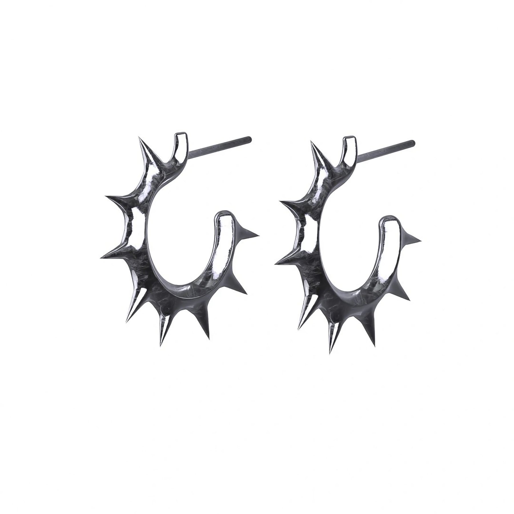 Ladies Earrings with Scapolite-SPIKED OPEN HOOP EARRING