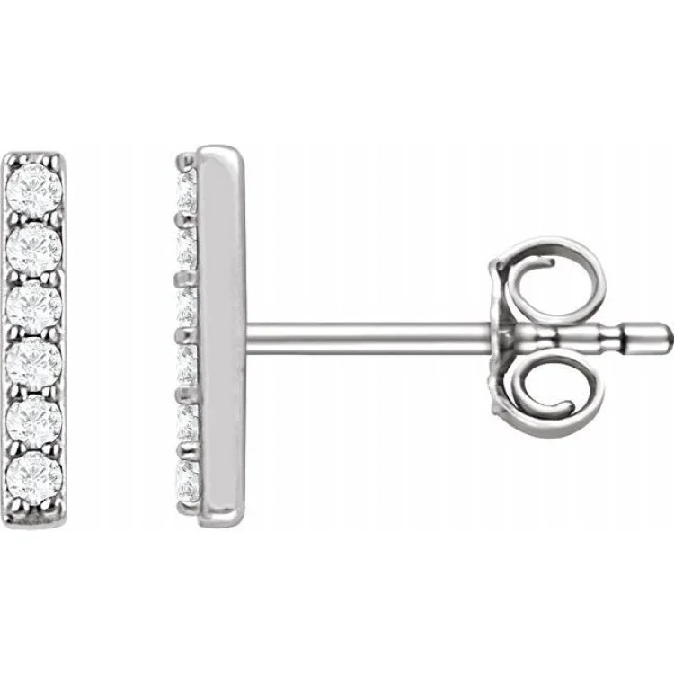 Ladies Earrings with Birthstone-14K White 1/10 CTW Lab-Grown Diamond Bar Earrings