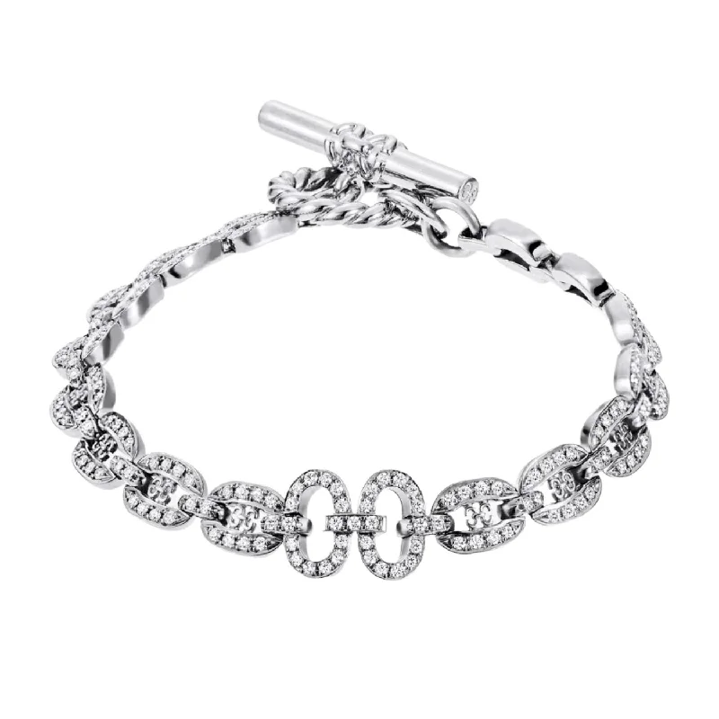 Glitter Bracelets -Links Chain Bracelet with Diamonds, White Gold