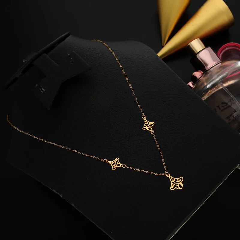 Knotted Necklaces -Gold Classy Leaf Shaped Necklace 21KT - FKJNKL21KM9802