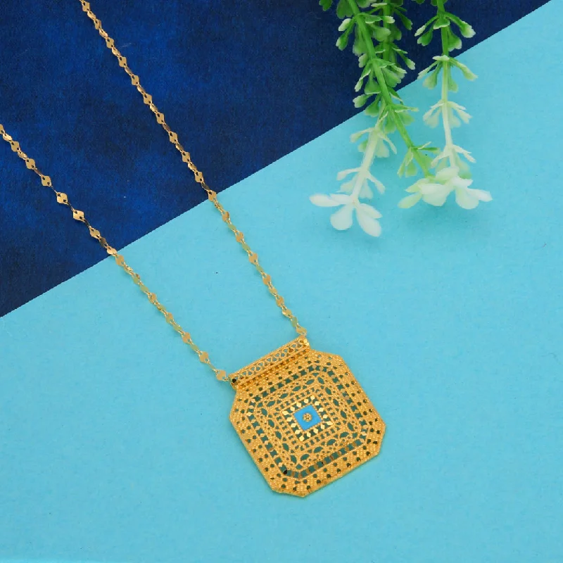 Office Necklaces -Gold Necklace (Chain With Intricate Octagon Shaped Pendant) 21KT - FKJNKL21KM9875