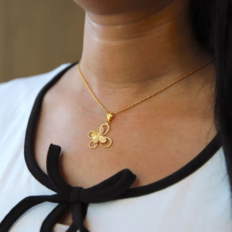 Swarovski Necklaces -Gold Necklace (Chain With Butterfly Shaped Pendant) 21KT - FKJNKL21KM9932