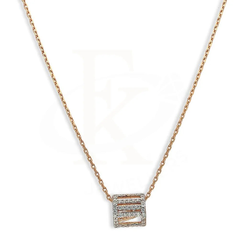 Silver Necklaces -Sterling Silver 925 Rose Gold Plated Necklace - FKJNKLSL2660