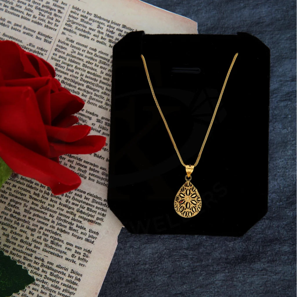 Spring Necklaces -Gold Necklace (Chain with Flower Drop Pendant) 21KT - FKJNKL21KM8387