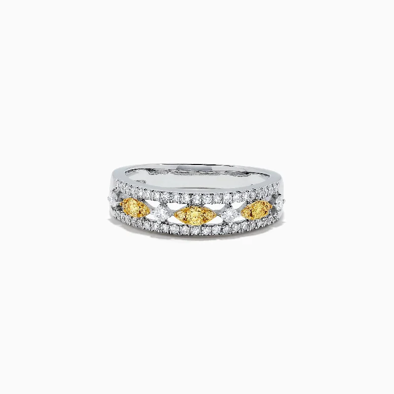 Ladies Rings with Hemimorphite-Canare 14K White Gold Yellow and White Diamond Ring, 0.42 TCW