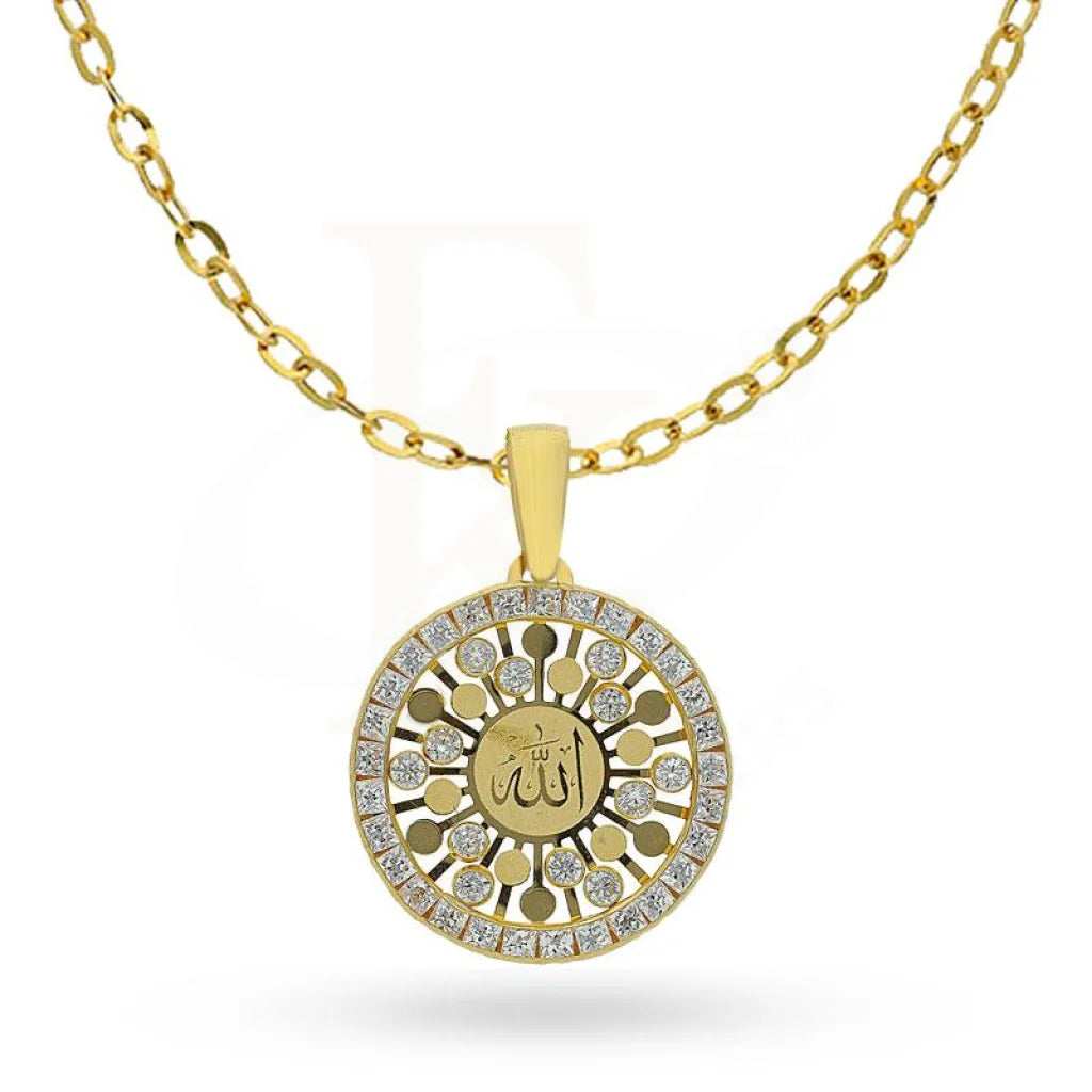 Enchanted Necklaces -Gold Round Shaped Allah Necklace 18KT - FKJNKL1990