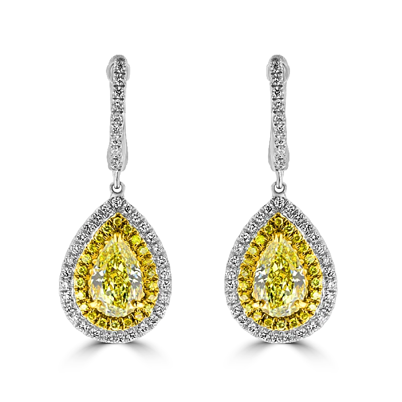 Ladies Earrings for Formal Events-18KT GOLD 2.11 CTW & 0.66 CTW DIAMOND EARRINGS