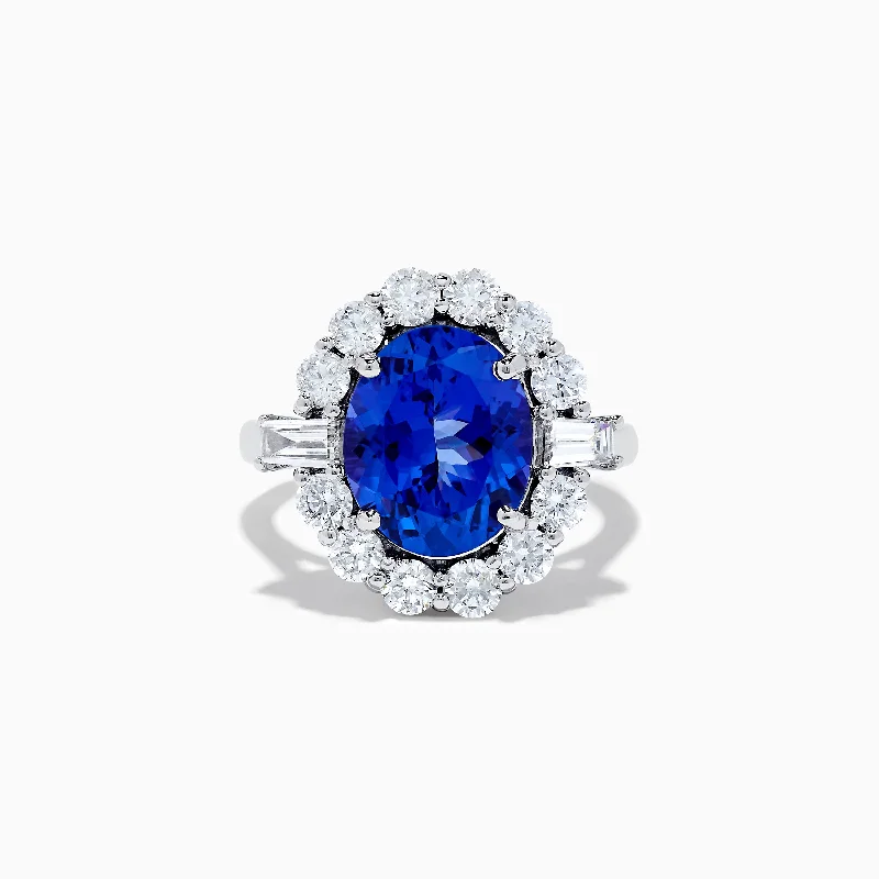 Ladies Rings for Scientists-Nahla Siri 14K White Gold Tanzanite and Diamond Ring