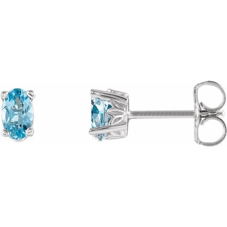 Ladies Earrings for Birthdays-14K White Natural Aquamarine Earrings