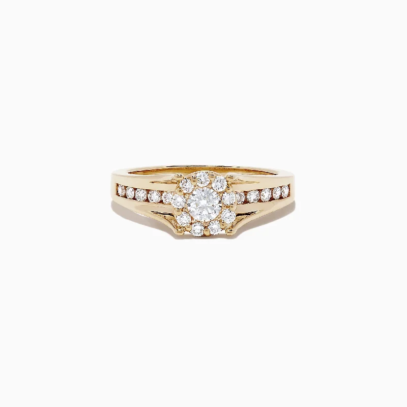 Ladies Rings for Leaders-Bouquet 14K Yellow Gold Diamond Cluster Ring, 0.68 TCW