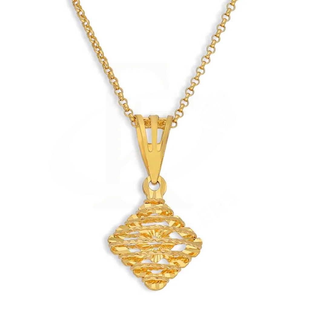 Serenity Necklaces -Gold Necklace (Chain with Rhombus Shaped Pendant) 21KT - FKJNKL21K2861