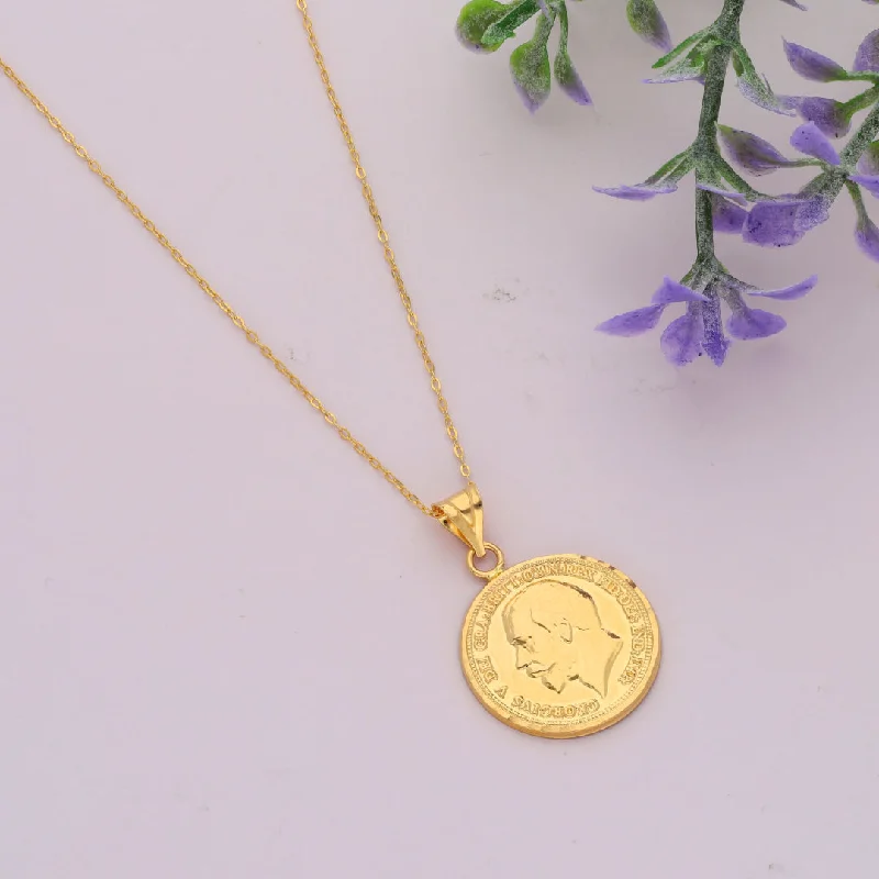 Personalized Necklaces -Gold Necklace (Chain Coin Shaped Pendant) 21KT - FKJNKL21KM9608