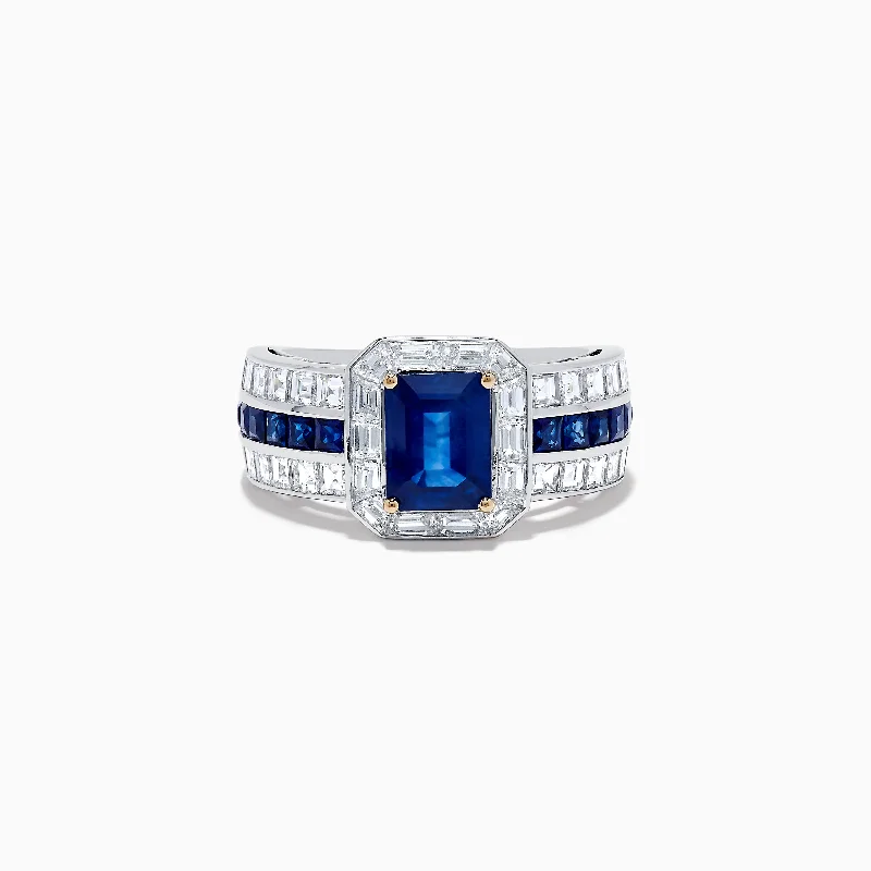 Ladies Rings for Lawyers-18K White Gold Blue Sapphire and Diamond Ring