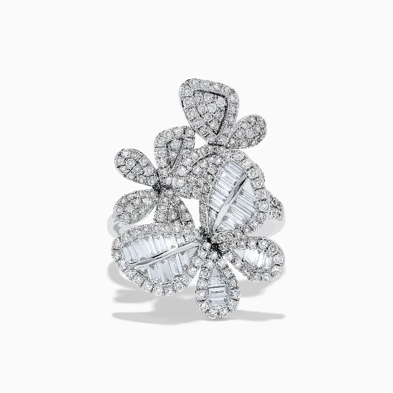 Ladies Rings Tree of Life-Nature 14K White Gold Diamond Multi Butterfly Ring