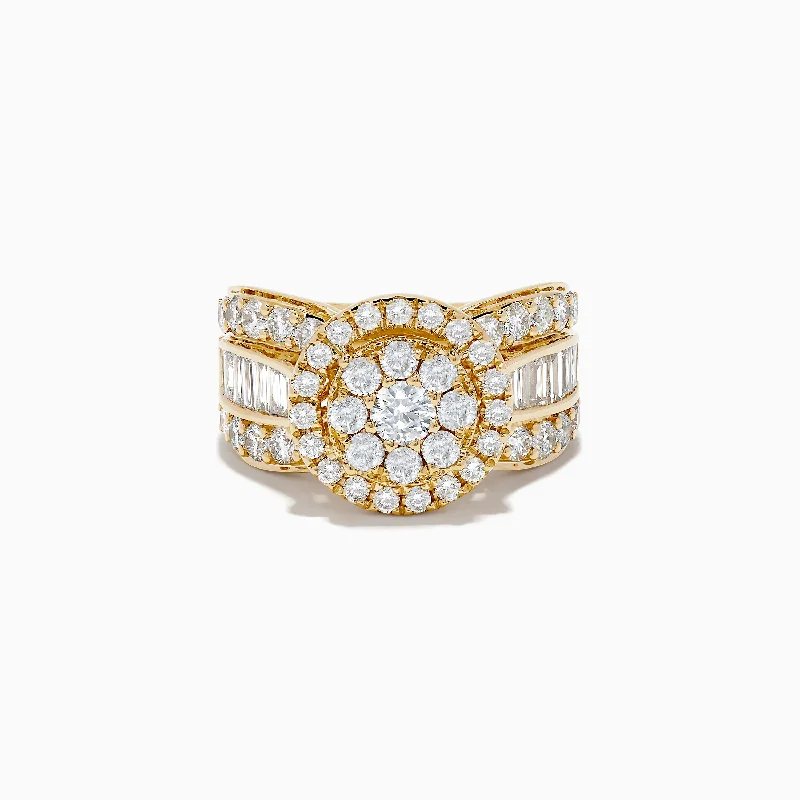 Ladies Rings with Taaffeite-Bouquet 14K Yellow Gold Diamond Cluster Ring 2.51 TCW