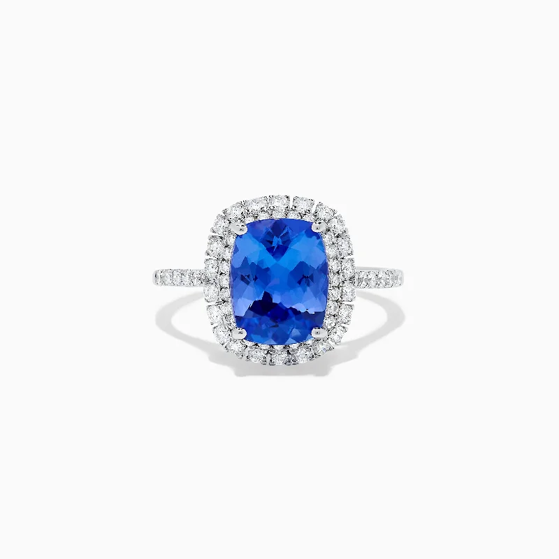 Ladies Rings Handmade Craft-Nahla Siri 14K White Gold Tanzanite and Diamond Ring